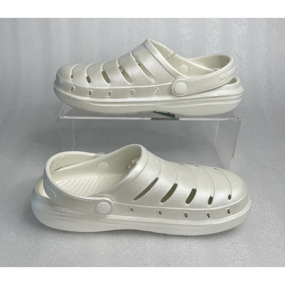 Rugged Shark Eva White Pearl Clogs Slip on Sandals Girls Size 2 NEW